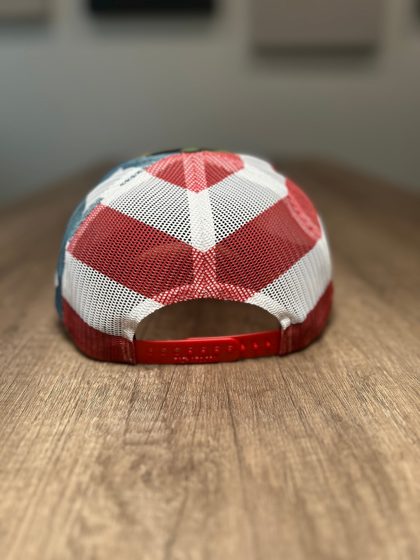 Green Camo/American Flag Printed Mesh Trucker