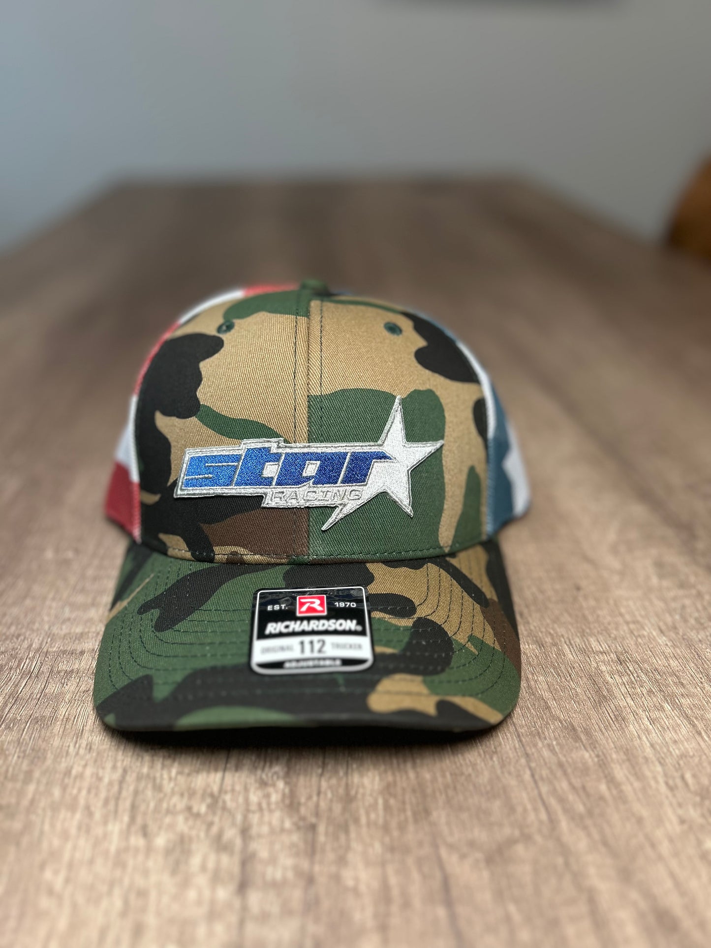 Green Camo/American Flag Printed Mesh Trucker